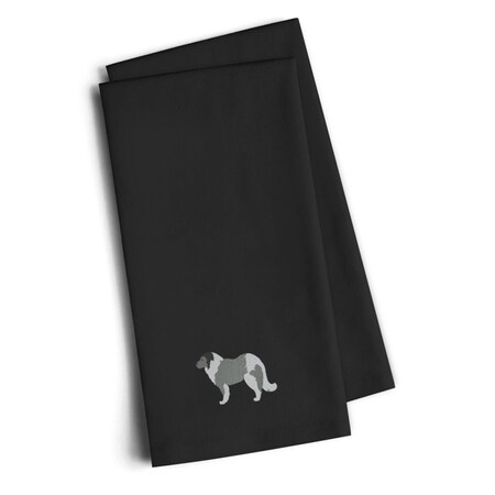 Carolines Treasures Caucasian Shepherd Dog Black Embroidered Kitchen Towel, Set of 2 BB3425BKTWE